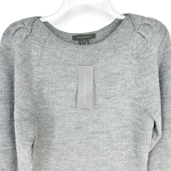 FRENCH CONNECTION NWT Vhari Babysoft Rib Sweater Dress Mid-Grey Melange- M 90s - Picture 5 of 9